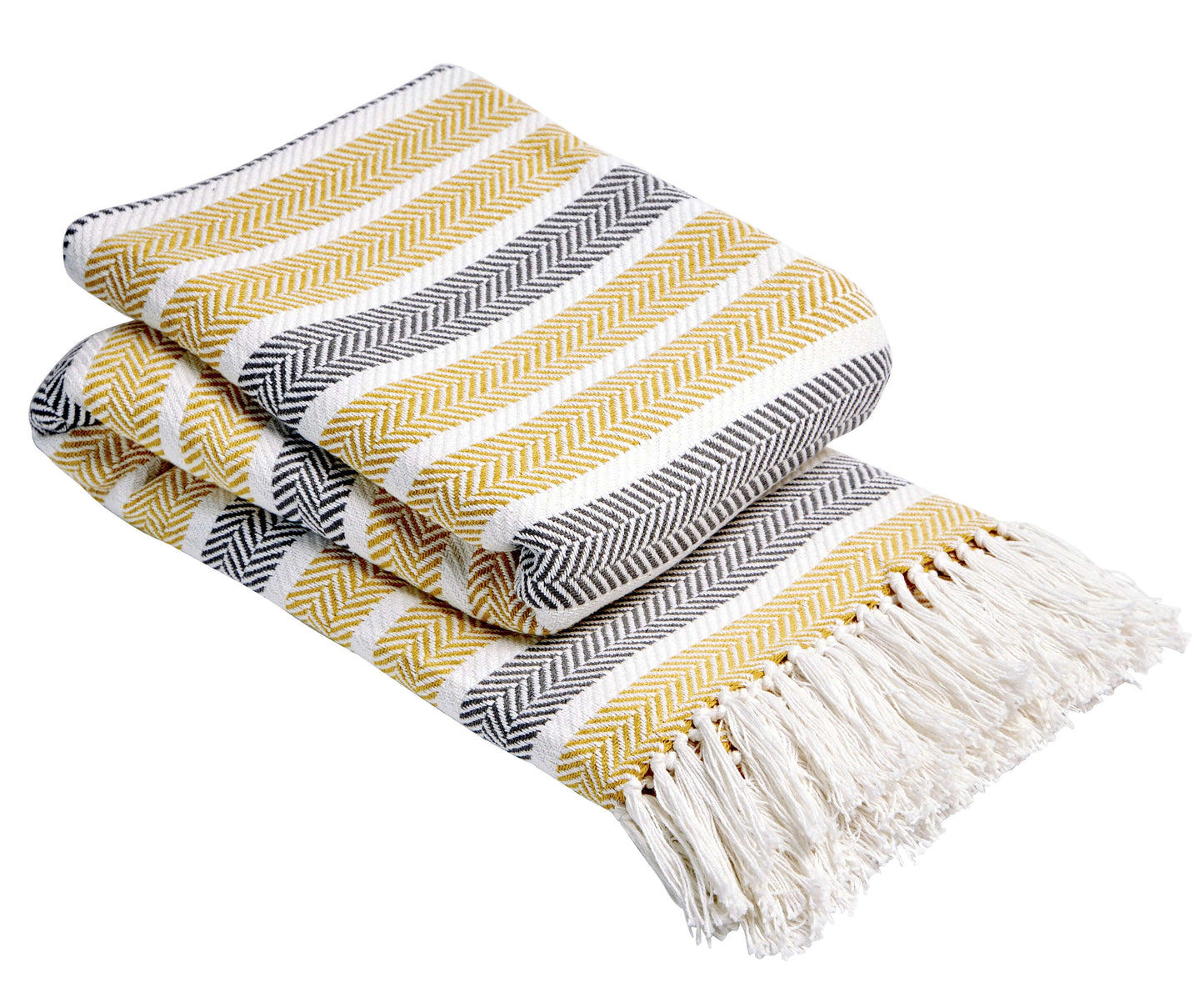 Stripe Handwoven Pure Cotton Throw Blanket with Tassells Eco-Friendly Perfect for Sofa Bed and Home Decor Available in Multiple Sizes and Calming Colours by OLIVIA ROCCO Throw