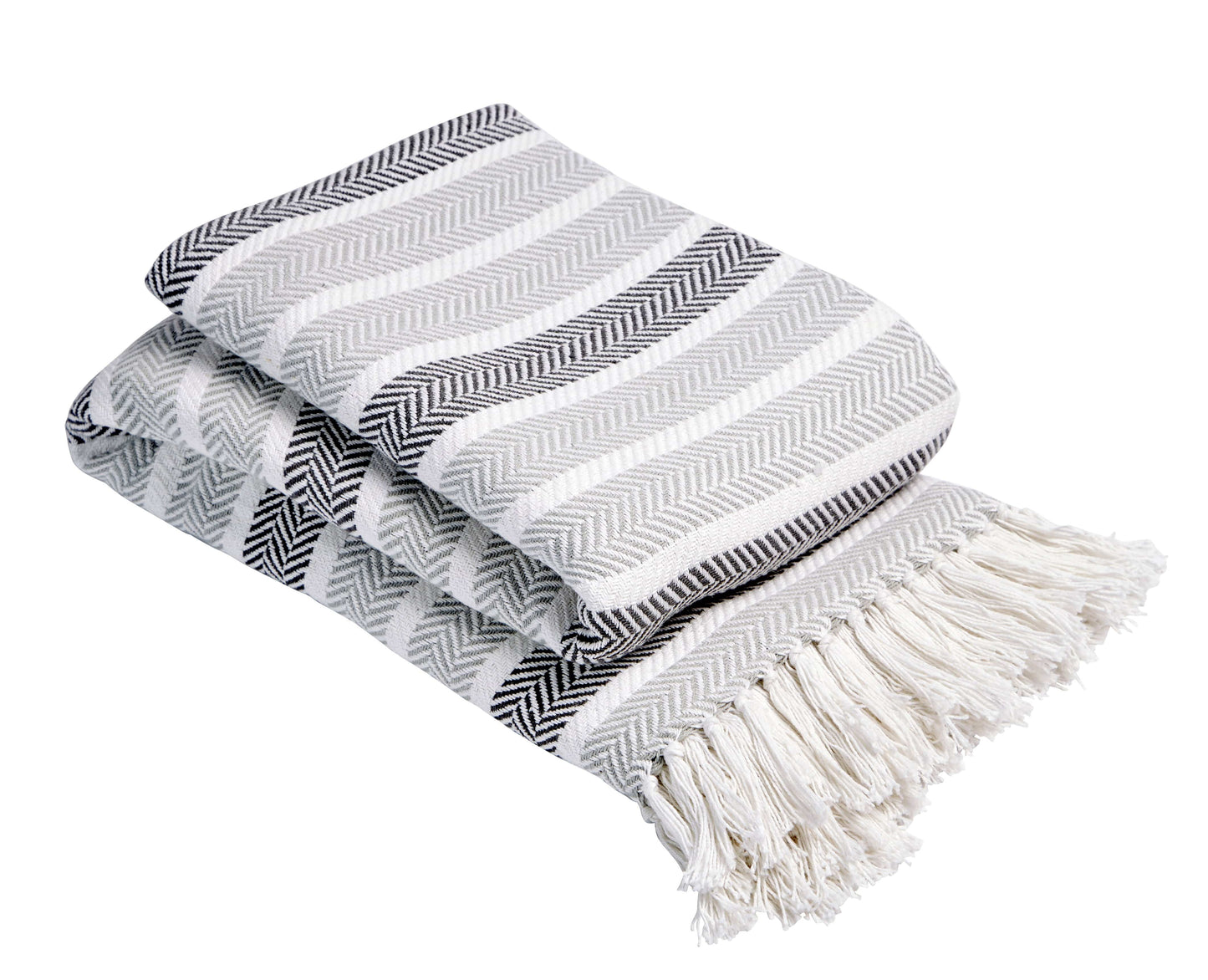 Stripe Handwoven Pure Cotton Throw Blanket with Tassells Eco-Friendly Perfect for Sofa Bed and Home Decor Available in Multiple Sizes and Calming Colours by OLIVIA ROCCO Throw
