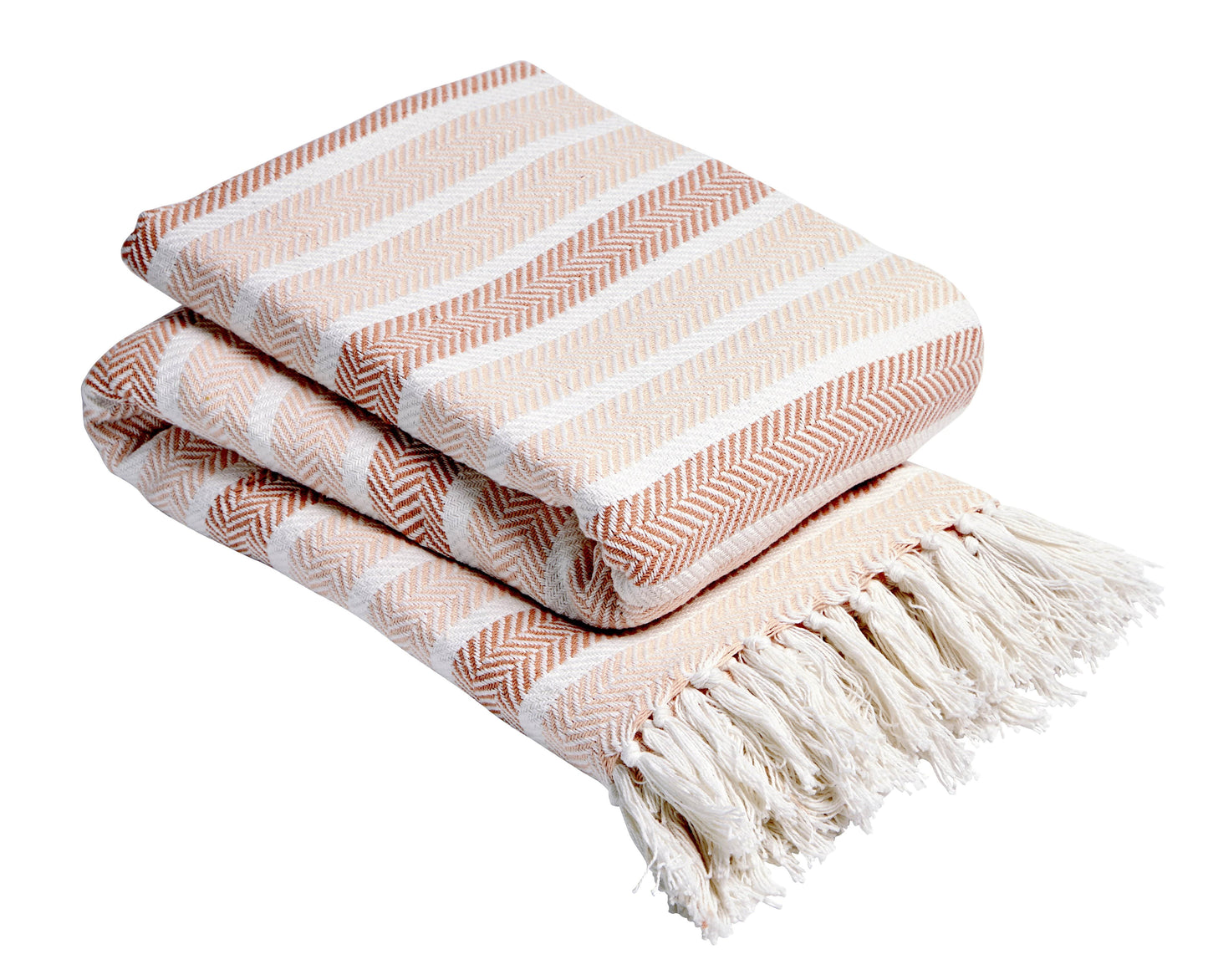 Stripe Handwoven Pure Cotton Throw Blanket with Tassells Eco-Friendly Perfect for Sofa Bed and Home Decor Available in Multiple Sizes and Calming Colours by OLIVIA ROCCO Throw