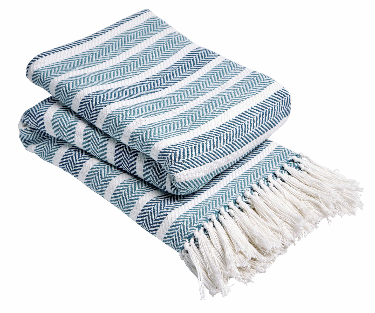 Stripe Handwoven Pure Cotton Throw Blanket with Tassells Eco-Friendly Perfect for Sofa Bed and Home Decor Available in Multiple Sizes and Calming Colours by OLIVIA ROCCO Throw