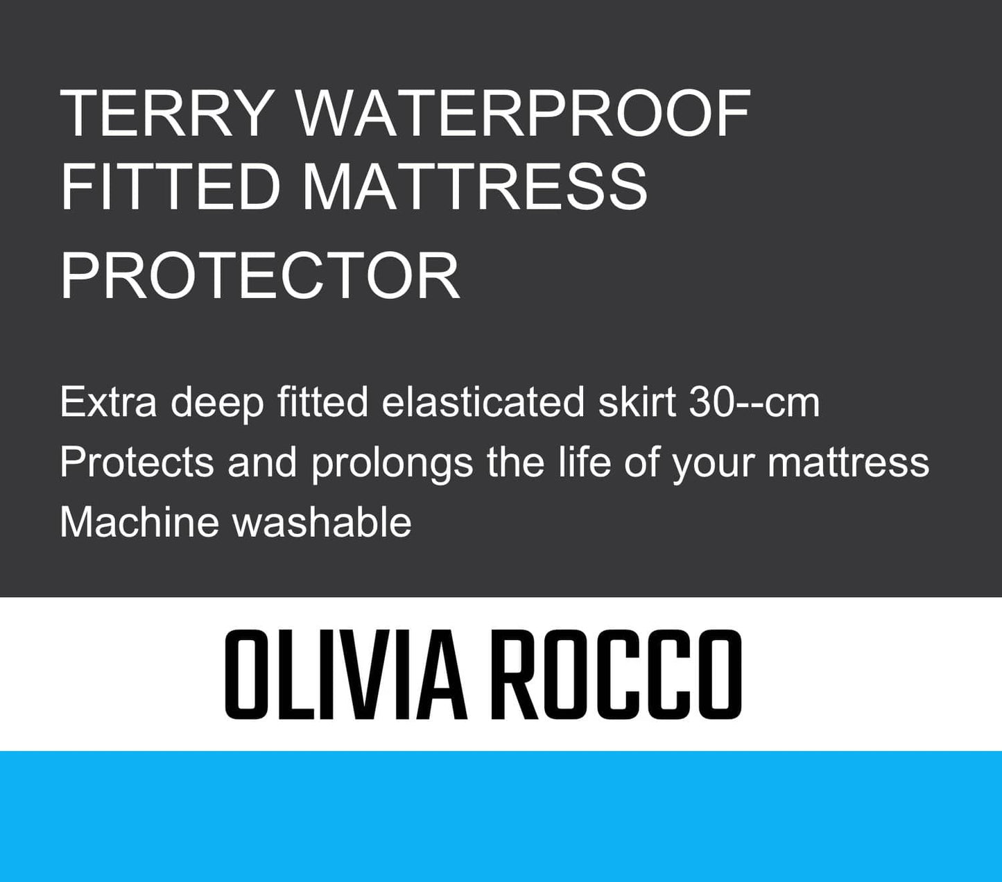 Waterproof Terry Towel Mattress Protector with Deep Skirt Highly Absorbent Noise-Free Comfort Full Bed Size Range OEKO-TEX Certified by OLIVIA ROCCO Mattress Protector
