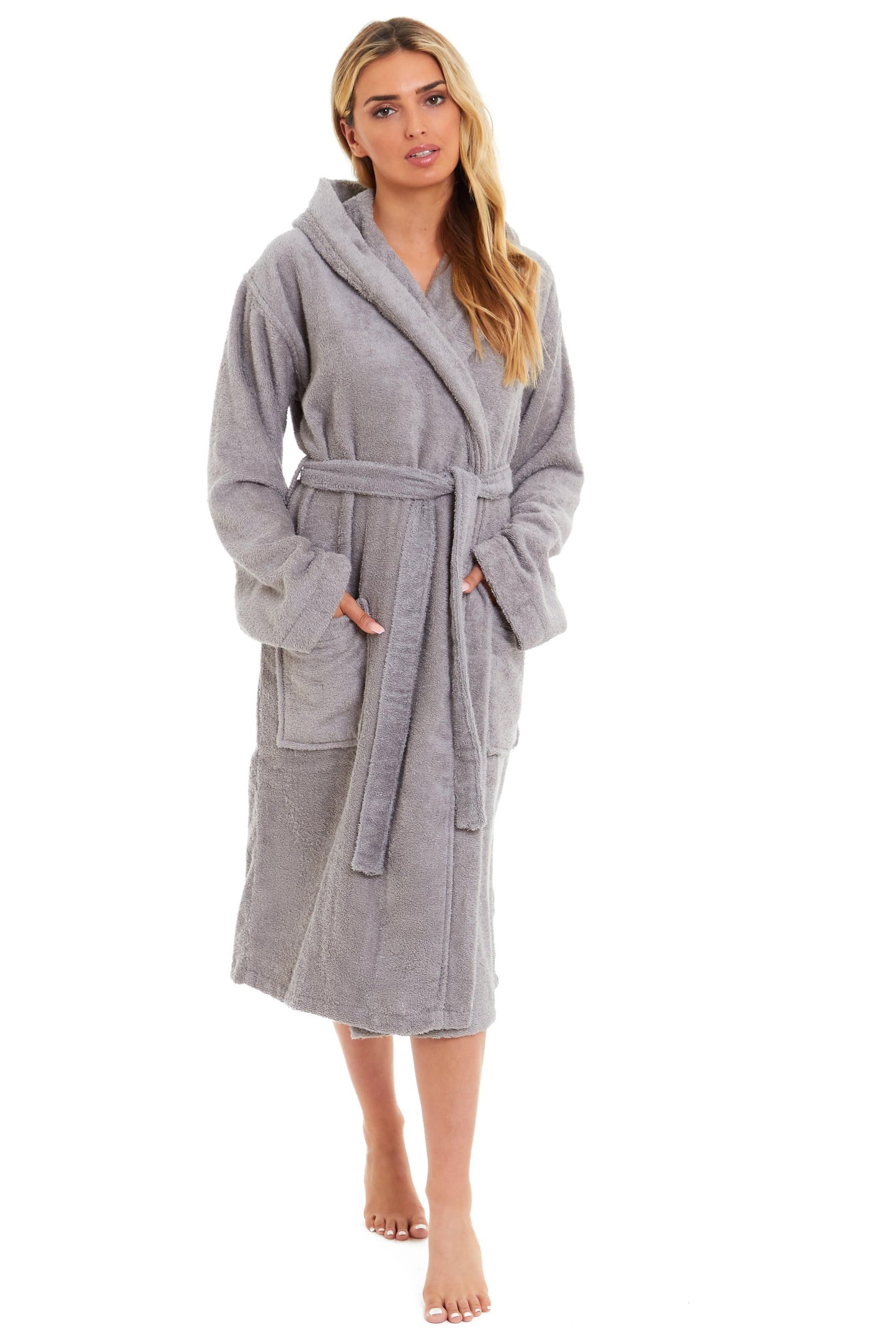 Women's Bamboo Cotton Hooded Towelling Robe Luxurious Ultra Absorbent Bath Spa Loungewear in Multiple Sizes and Colours by Daisy Dreamer Dressing Gown