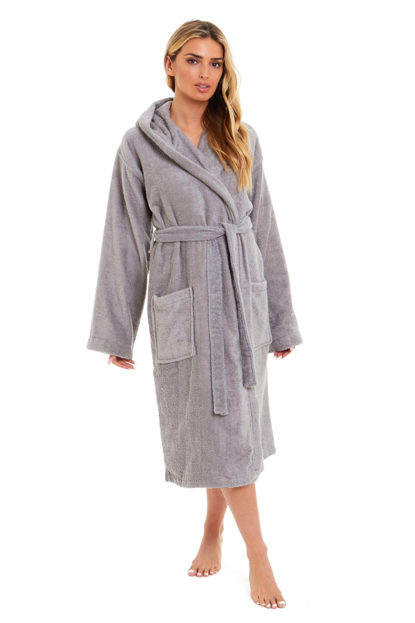 Women's Bamboo Cotton Hooded Towelling Robe Luxurious Ultra Absorbent Bath Spa Loungewear in Multiple Sizes and Colours by Daisy Dreamer Dressing Gown
