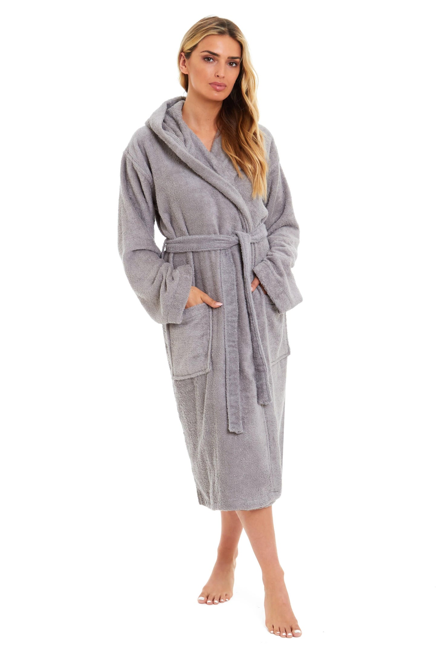 Women's Bamboo Cotton Hooded Towelling Robe Luxurious Ultra Absorbent Bath Spa Loungewear in Multiple Sizes and Colours by Daisy Dreamer Dressing Gown