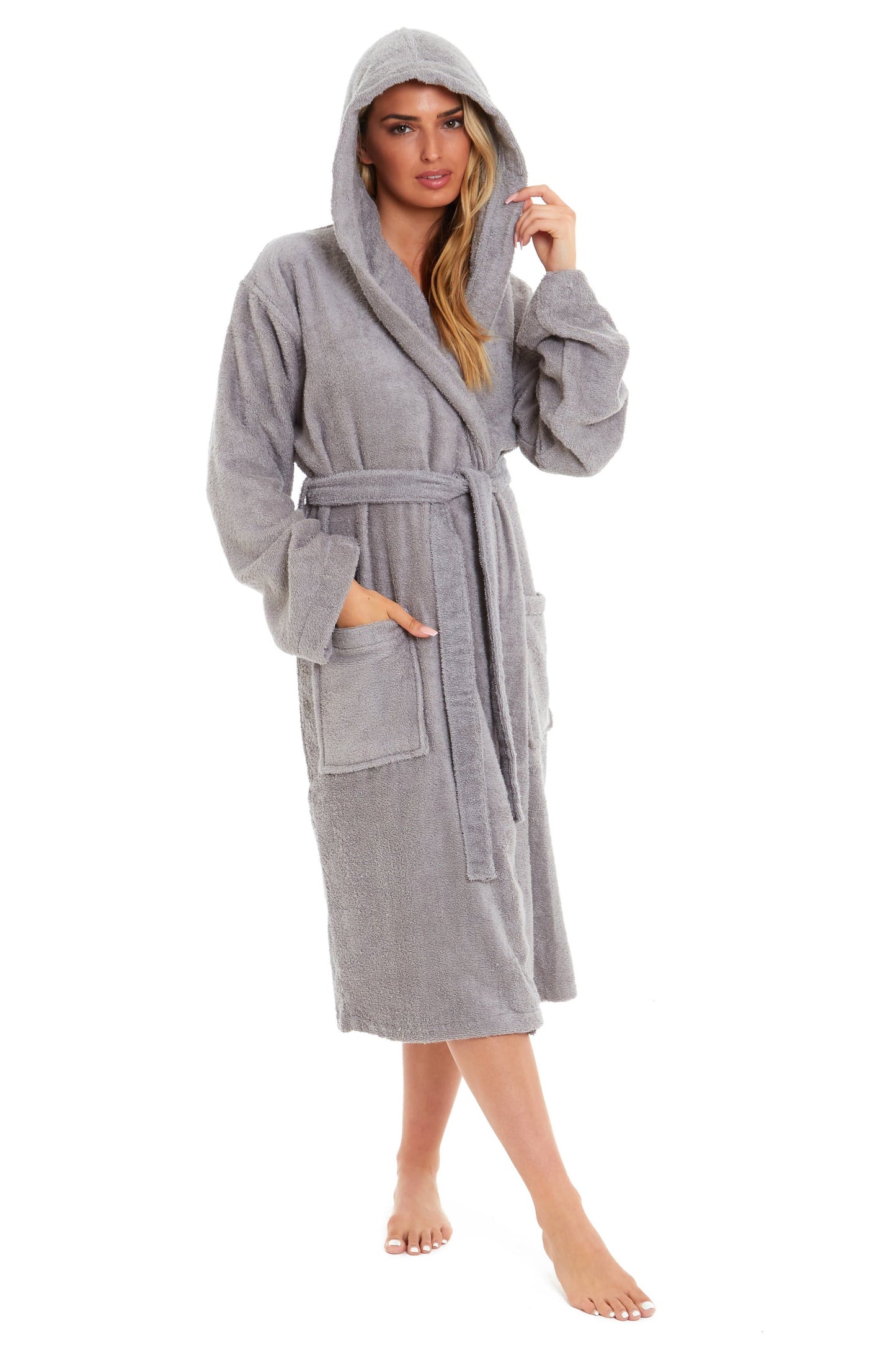 Women's Bamboo Cotton Hooded Towelling Robe Luxurious Ultra Absorbent Bath Spa Loungewear in Multiple Sizes and Colours by Daisy Dreamer Dressing Gown