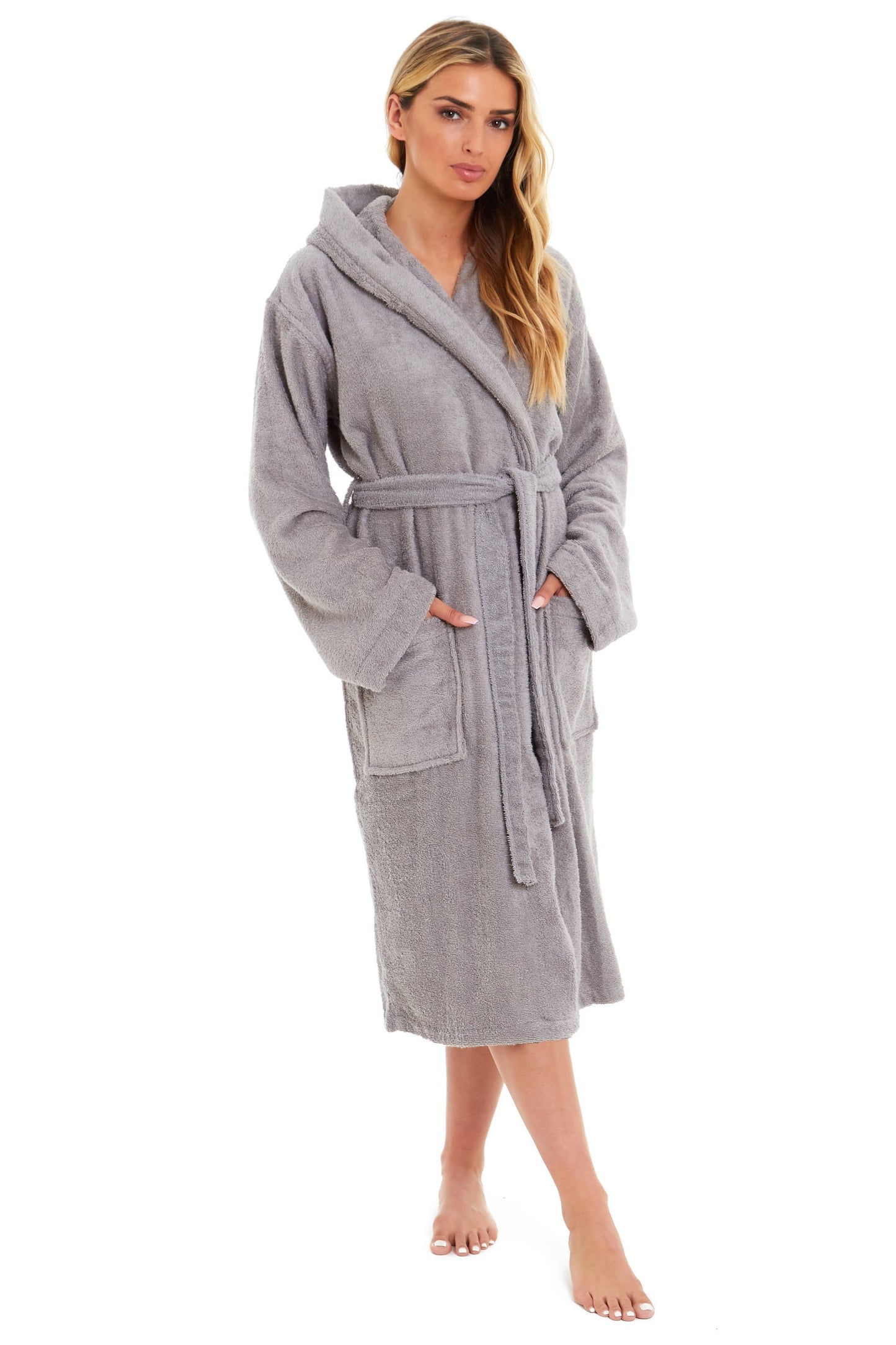 Women's Bamboo Cotton Hooded Towelling Robe Luxurious Ultra Absorbent Bath Spa Loungewear in Multiple Sizes and Colours by Daisy Dreamer Dressing Gown