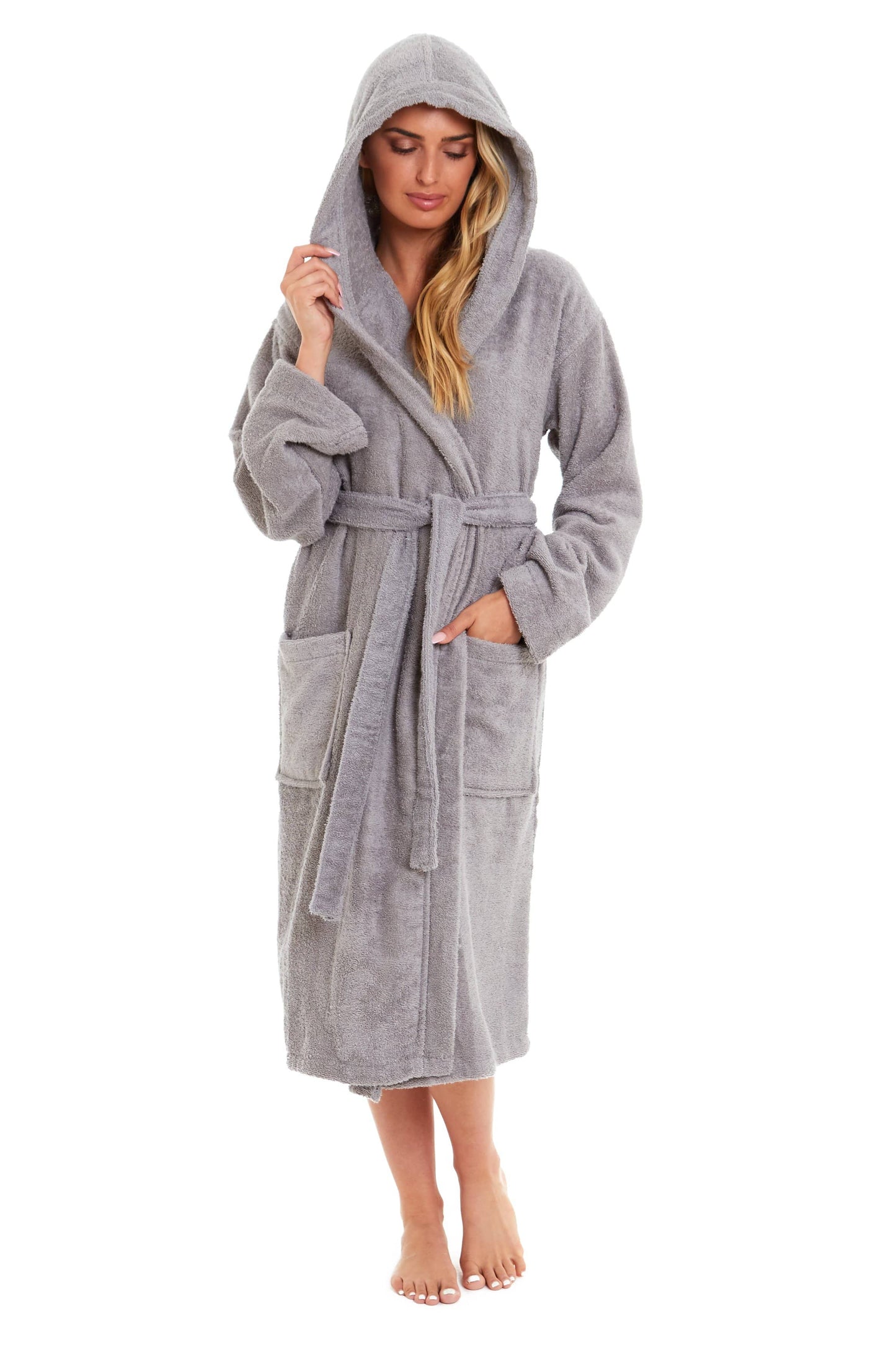 Women's Bamboo Cotton Hooded Towelling Robe Luxurious Ultra Absorbent Bath Spa Loungewear in Multiple Sizes and Colours by Daisy Dreamer Dressing Gown