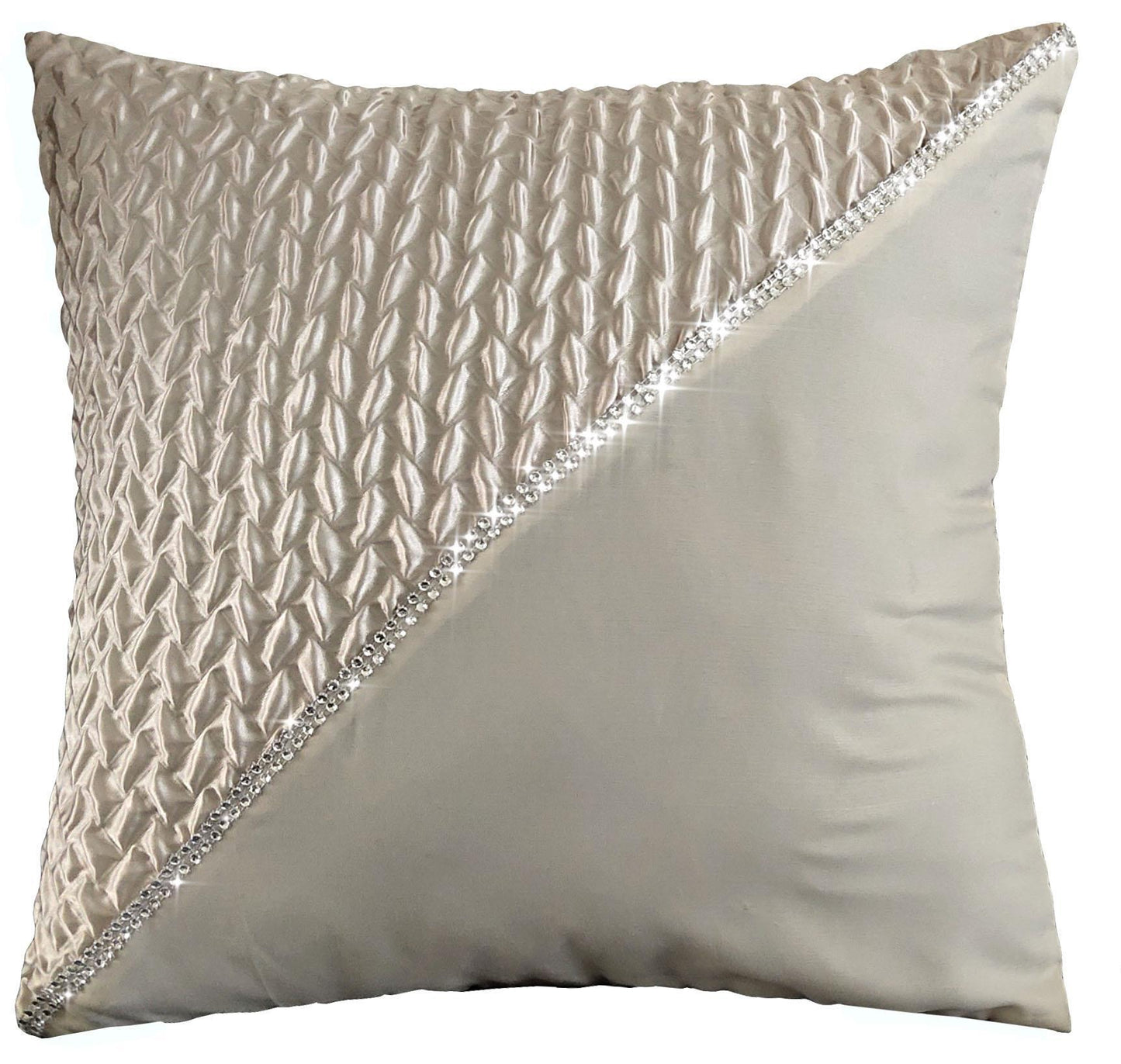 Zenia Luxurious Duvet Cover Set with Quilted Trim and Diamante Detailing Available in Single Double Kingb and Super King Sizes by OLIVIA ROCCO CHAMPAGNE / CUSHION COVER Duvet Cover