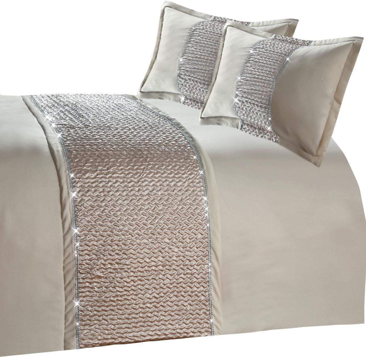Zenia Luxurious Duvet Cover Set with Quilted Trim and Diamante Detailing Available in Single Double Kingb and Super King Sizes by OLIVIA ROCCO Duvet Cover