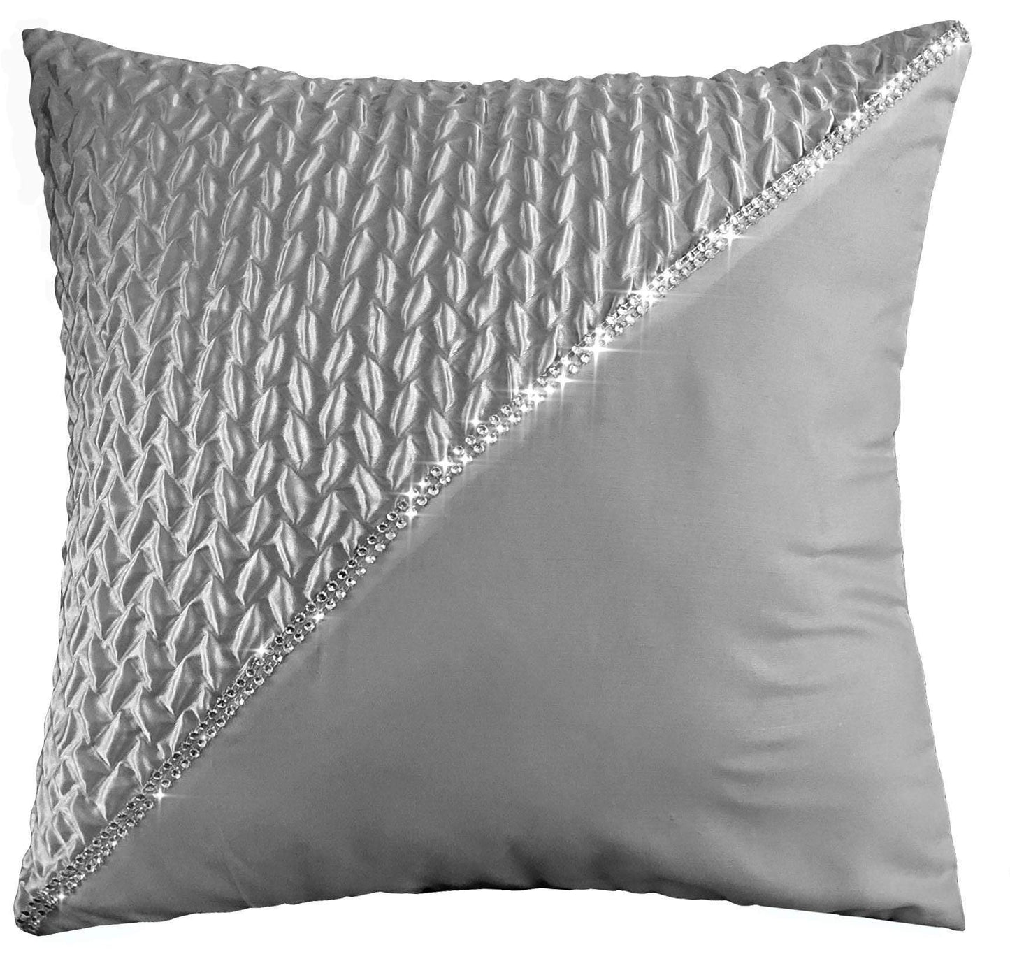 Zenia Luxurious Duvet Cover Set with Quilted Trim and Diamante Detailing Available in Single Double Kingb and Super King Sizes by OLIVIA ROCCO SILVER / CUSHION COVER Duvet Cover