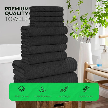 10 Piece Monaco Luxury Egyptian Cotton Towel Set 500 GSM with 4 Face Towels 4 Hand Towels 2 Bath Towels for Bathroom by OLIVIA ROCCO Towels