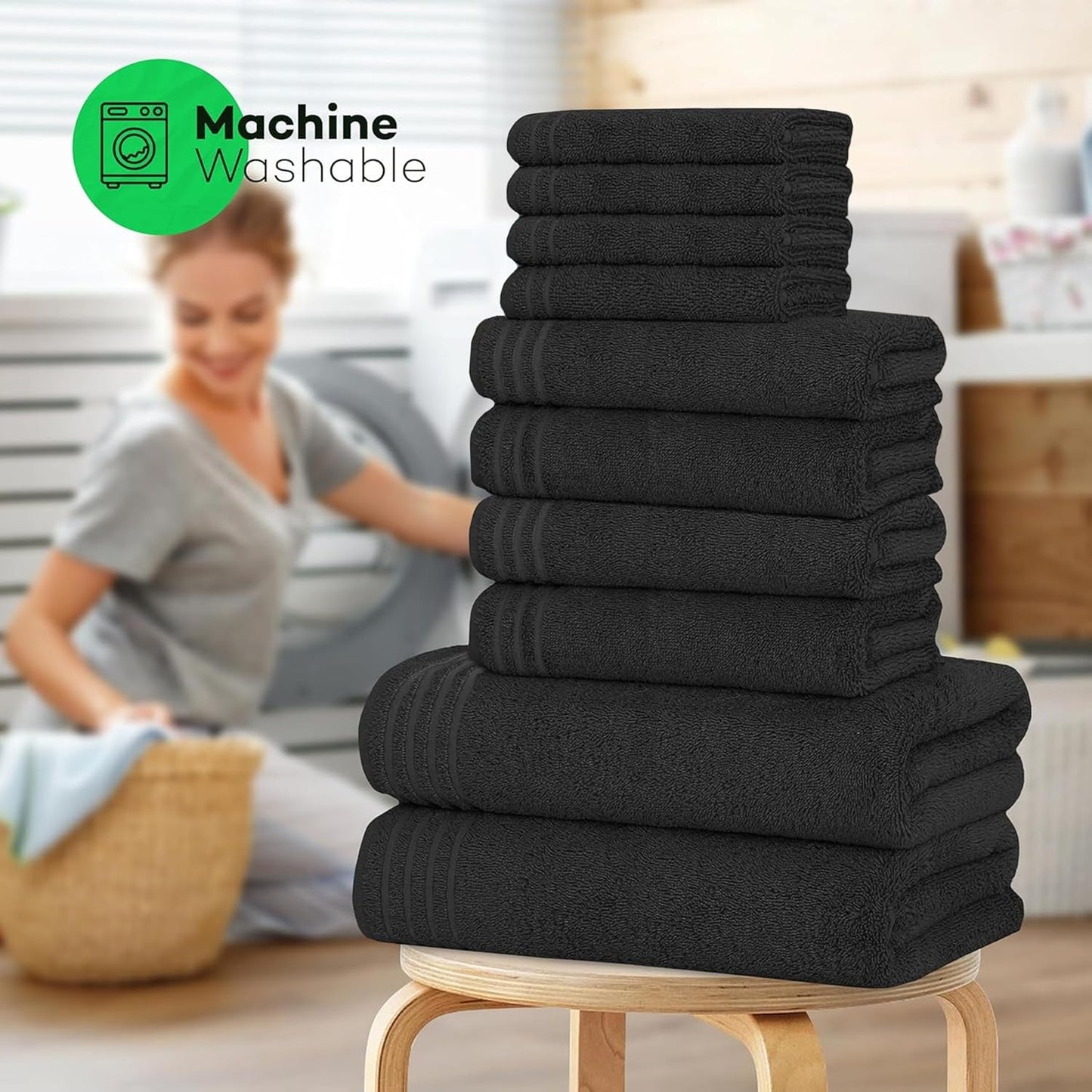 10 Piece Monaco Luxury Egyptian Cotton Towel Set 500 GSM with 4 Face Towels 4 Hand Towels 2 Bath Towels for Bathroom by OLIVIA ROCCO Towels