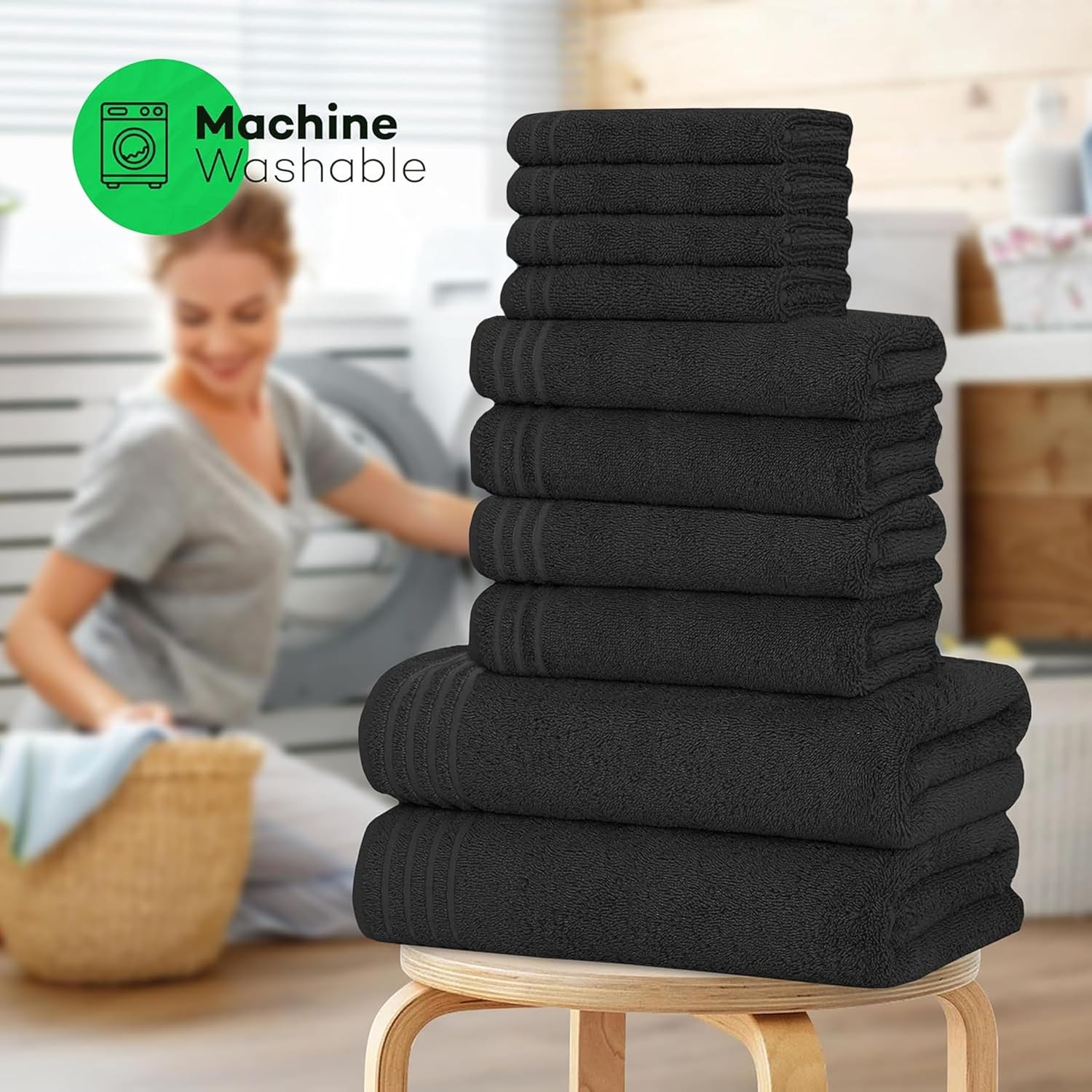 10 Piece Monaco Luxury Egyptian Cotton Towel Set 500 GSM with 4 Face Towels 4 Hand Towels 2 Bath Towels for Bathroom by OLIVIA ROCCO Towels