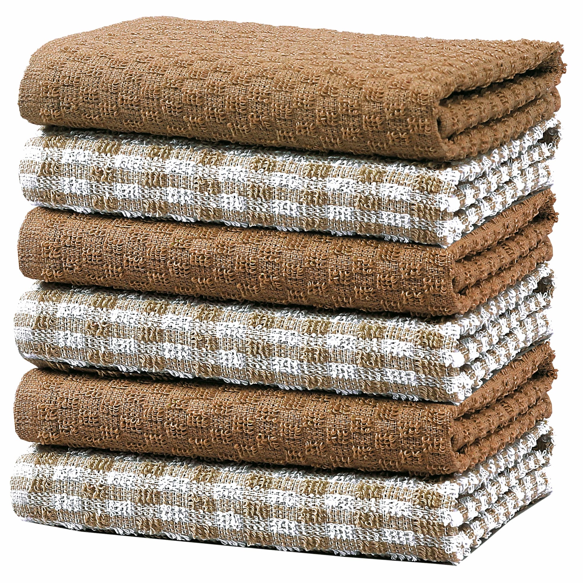 100% Cotton Ascot Check Terry Tea Towels for Kitchen Super Absorbent Dish Cloths Soft Durable by Olivia Rocco 6 Pack / Natural Tea Towel