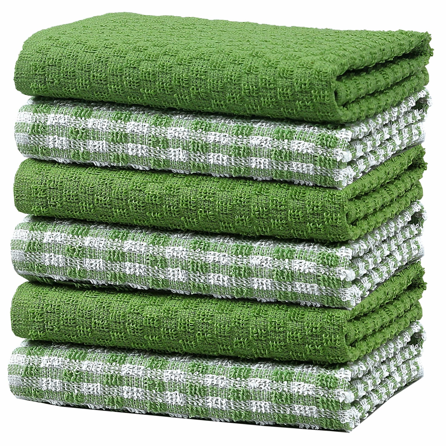 100% Cotton Ascot Check Terry Tea Towels for Kitchen Super Absorbent Dish Cloths Soft Durable by Olivia Rocco 6 Pack / Sage Green Tea Towel
