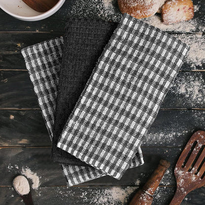 100% Cotton Ascot Check Terry Tea Towels for Kitchen Super Absorbent Dish Cloths Soft Durable by Olivia Rocco Tea Towel