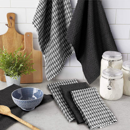 100% Cotton Ascot Check Terry Tea Towels for Kitchen Super Absorbent Dish Cloths Soft Durable by Olivia Rocco Tea Towel