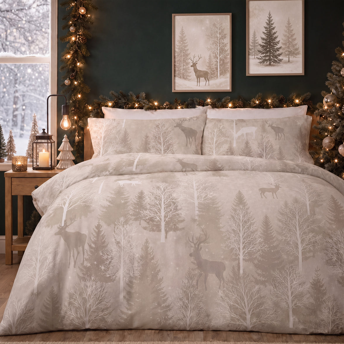 OLIVIA ROCCO Christmas Duvet Cover Set 3pc Reversible Easy Care Soft Microfiber Bedding