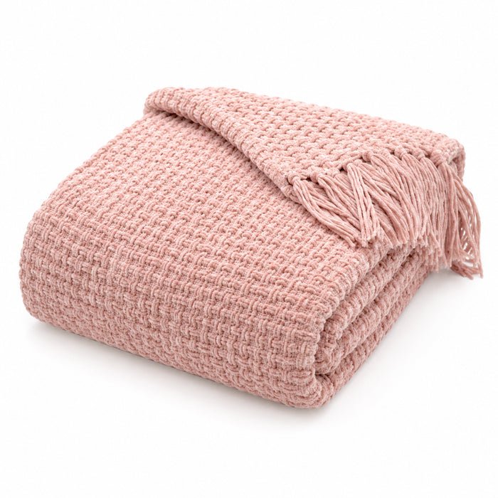 OLIVIA ROCCO Box Stitch Chenille Throw Soft Microfibre 130 x 170 cm