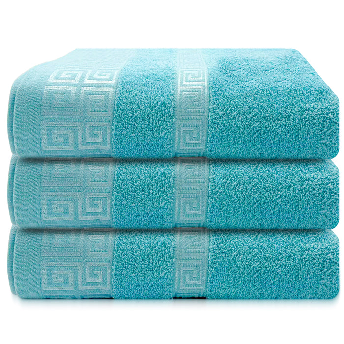 OLIVIA ROCCO Greek Microfibre Bath Sheets 3 Pack Super Absorbent 90 x 150 cm