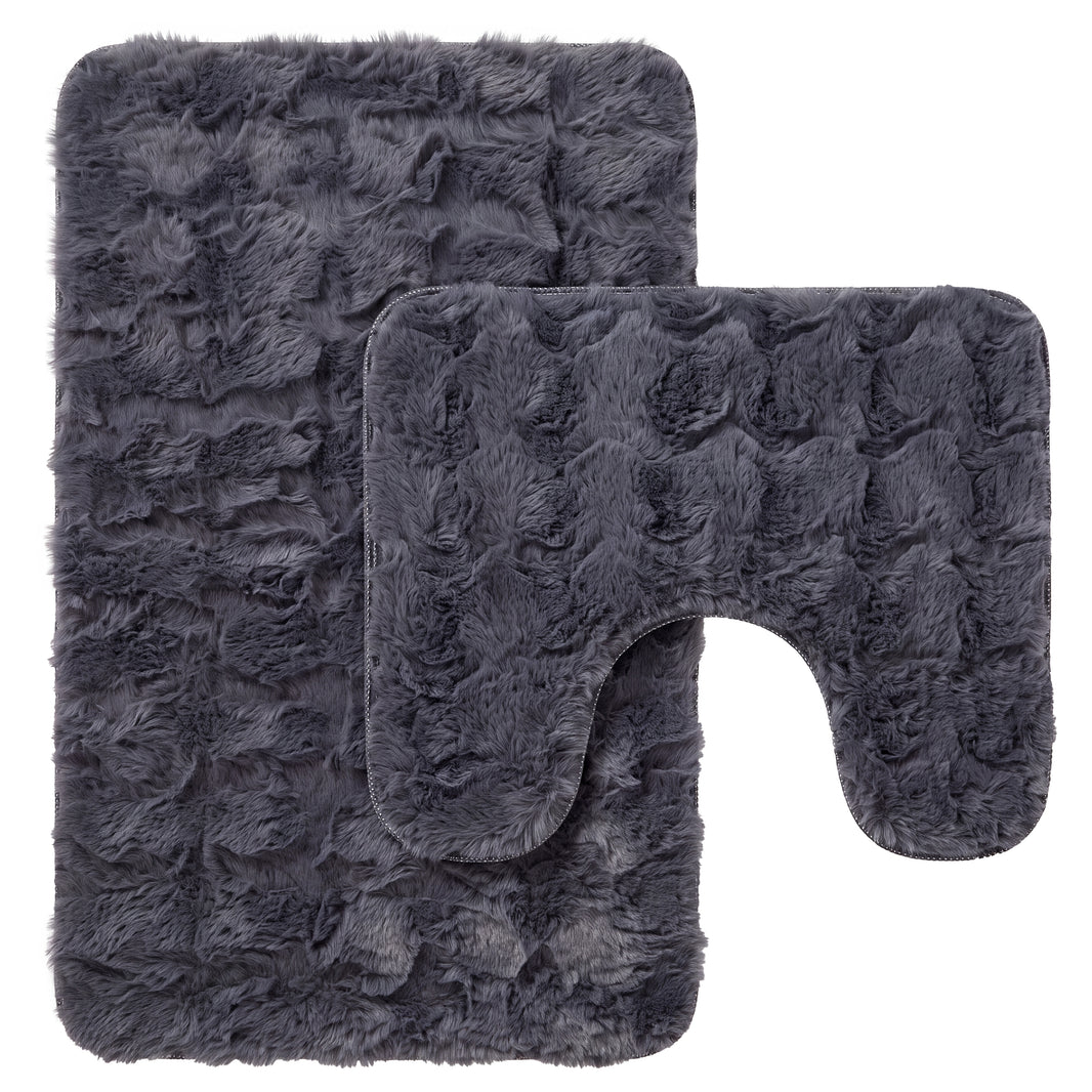 OLIVIA ROCCO 2-piece bath mat set with plush, quick-dry, non-slip, super absorbent soft rugs for bathroom comfort and safety
