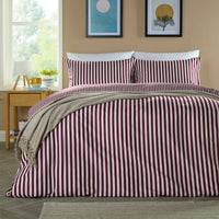 OLIVIA ROCCO Malham Stripe duvet cover set in soft microfibre with matching pillowcases, easy-care bedding for a stylish bedroom look.