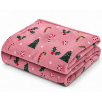 OLIVIA ROCCO Printed Fleece Throw Blanket Super Soft Warm Sofa Bed Throw Bows Highland Cow Candy Cane 130 x 180 cm