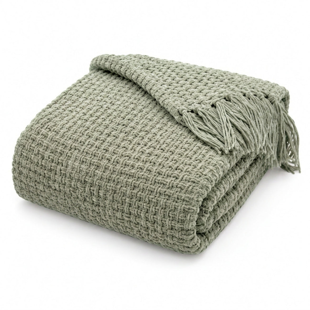 OLIVIA ROCCO Box Stitch Chenille Throw Soft Microfibre 130 x 170 cm