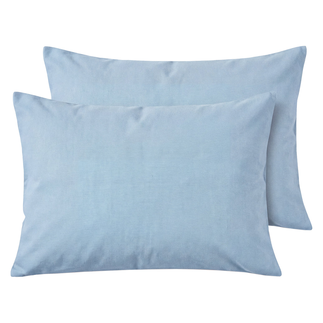 Pair of ice blue cooling pillowcases with zip closure