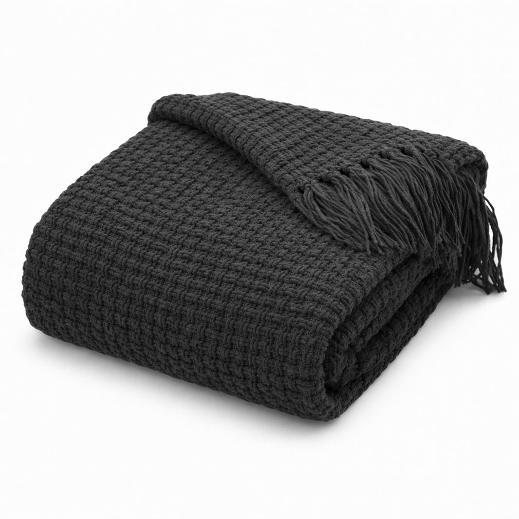 OLIVIA ROCCO Box Stitch Chenille Throw Soft Microfibre 130 x 170 cm
