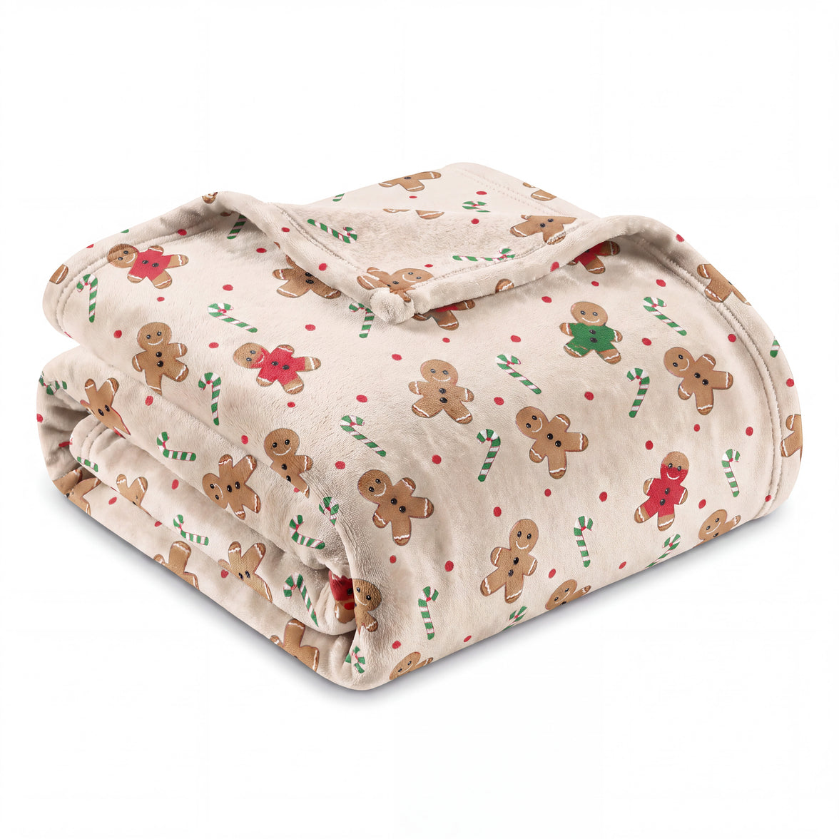 Elf Lane Fleece Throw Blanket Soft Cosy Highland Cow Christmas Gingerbread Design Blanket for Sofa & Bed Warm 120 x 150 cm