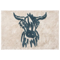 CHAMONIX Highland Cow Bath Mat 100% Cotton Soft Absorbent Non Slip Bathroom Rug 46 x 76 cm
