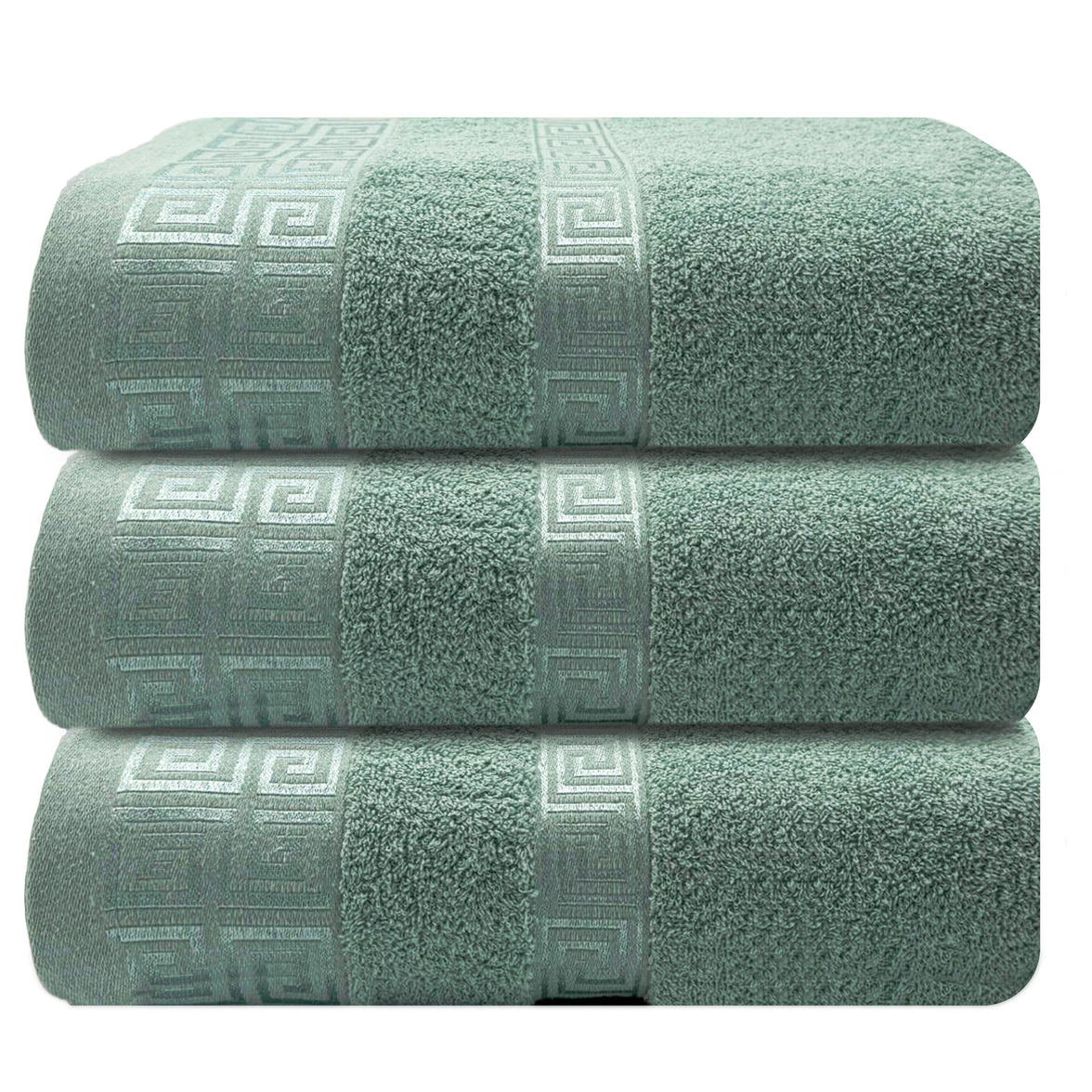 OLIVIA ROCCO Greek Microfibre Bath Sheets 3 Pack Super Absorbent 90 x 150 cm