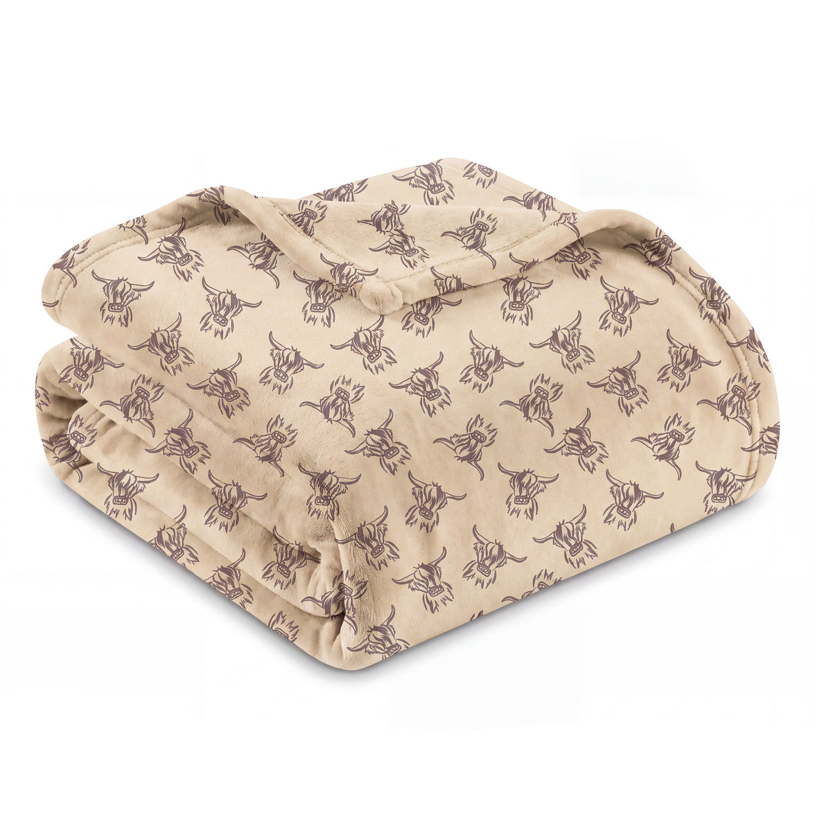 Elf Lane Fleece Throw Blanket Soft Cosy Highland Cow Christmas Gingerbread Design Blanket for Sofa & Bed Warm 120 x 150 cm