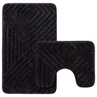 OLIVIA ROCCO diamond memory foam bathroom bath mat set with non-slip backing, two-piece design, plush and absorbent.