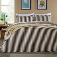 OLIVIA ROCCO Malham Stripe duvet cover set with matching pillowcases in soft microfibre, featuring a stylish striped design.