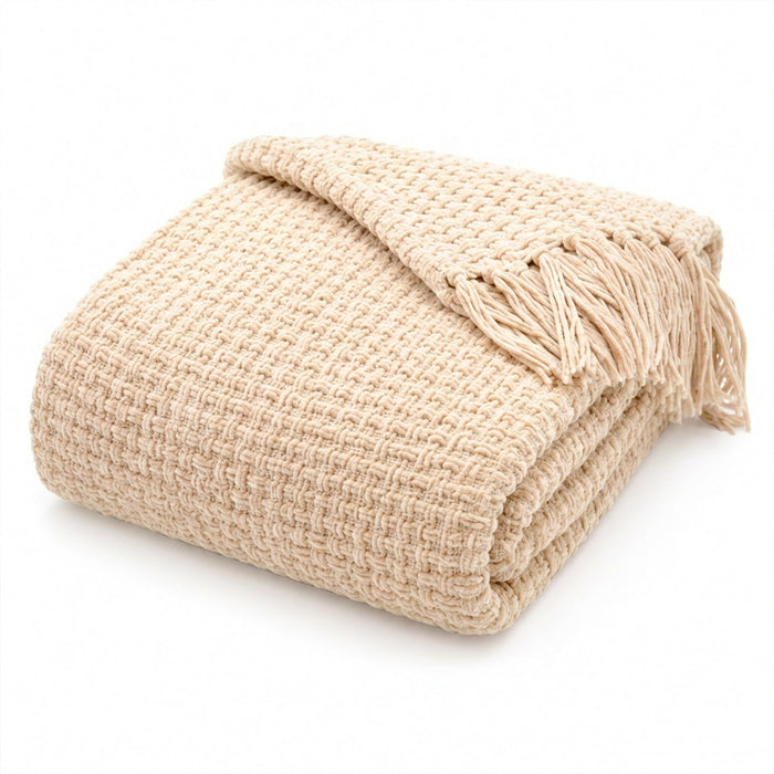 OLIVIA ROCCO Box Stitch Chenille Throw Soft Microfibre 130 x 170 cm