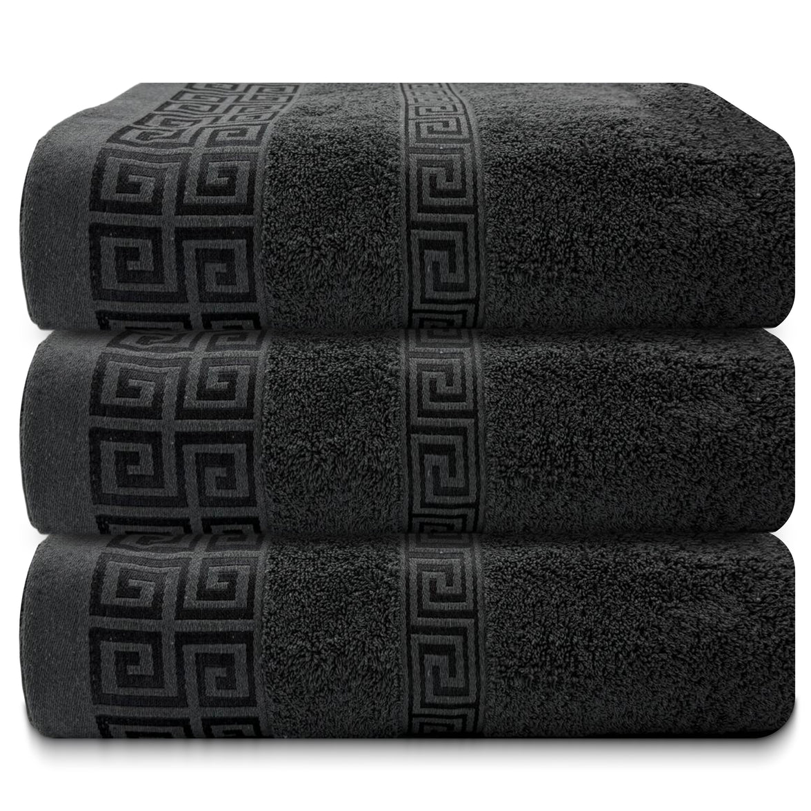 OLIVIA ROCCO Greek Microfibre Bath Sheets 3 Pack Super Absorbent 90 x 150 cm