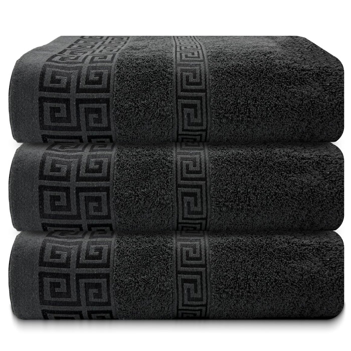 OLIVIA ROCCO Greek Microfibre Bath Sheets 3 Pack Super Absorbent 90 x 150 cm