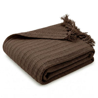 OLIVIA ROCCO Cable Knit Cotton Throw Tassel Fringe 120 x 150 cm