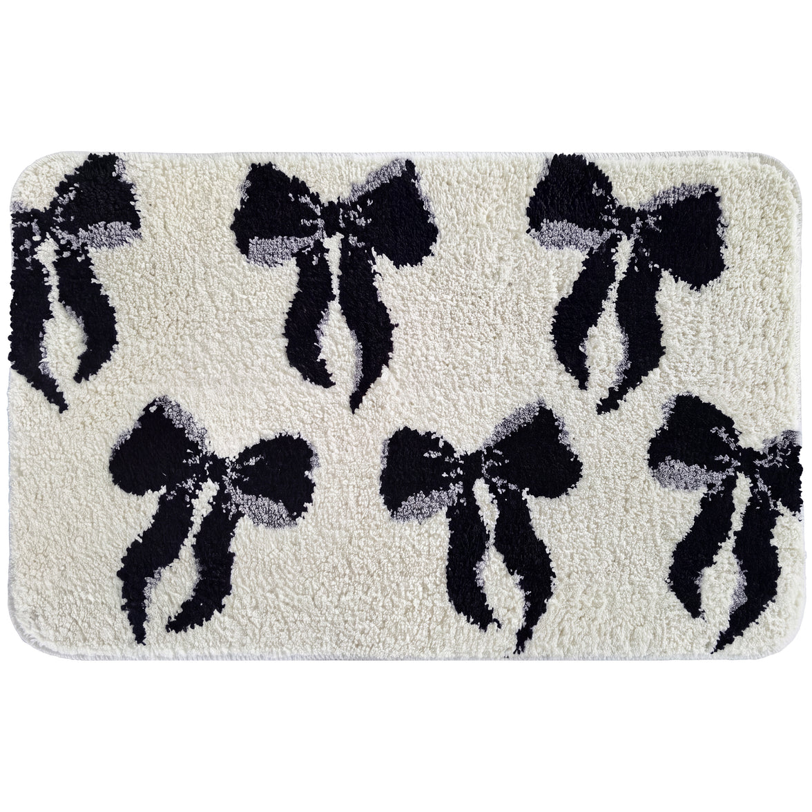OLIVIA ROCCO Bath Mat Black & Cream 50 x 80 cm Bow Design Bathroom Rug