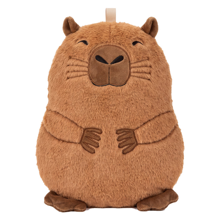 OLIVIA ROCCO Capybara hot water bottle with fluffy, soft cover, 1L capacity, ideal for winter warmth and comfort.