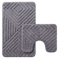 OLIVIA ROCCO diamond memory foam bathroom bath mat set with non-slip backing, two-piece soft and absorbent for comfort and safety.