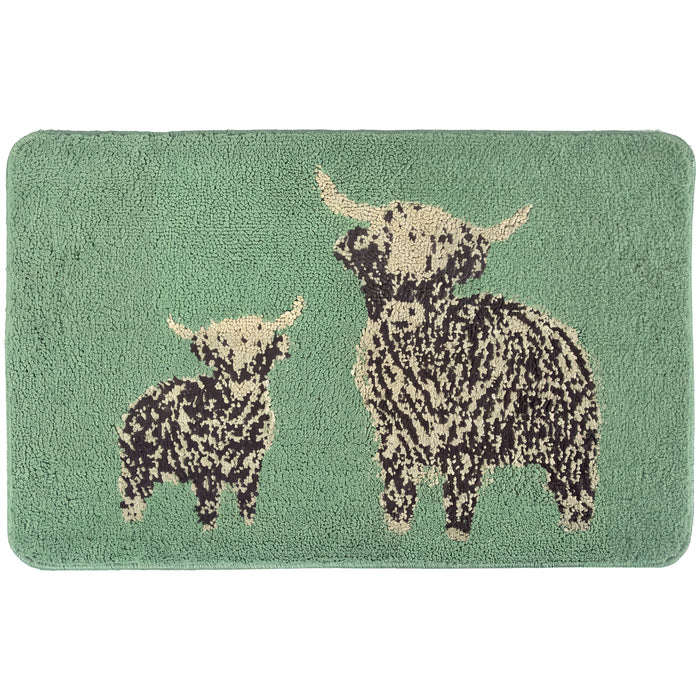 OLIVIA ROCCO Bath Mat Highland Cow Design 50 x 80 cm Absorbent Bathroom Rug