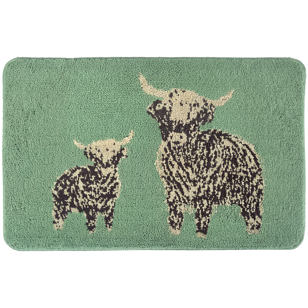 OLIVIA ROCCO Bath Mat Highland Cow Design 50 x 80 cm Absorbent Bathroom Rug