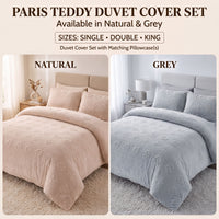 OLIVIA ROCCO Paris Teddy Duvet Cover Set Soft Fluffy Fleece Bedding Warm Cosy Embossed Design
