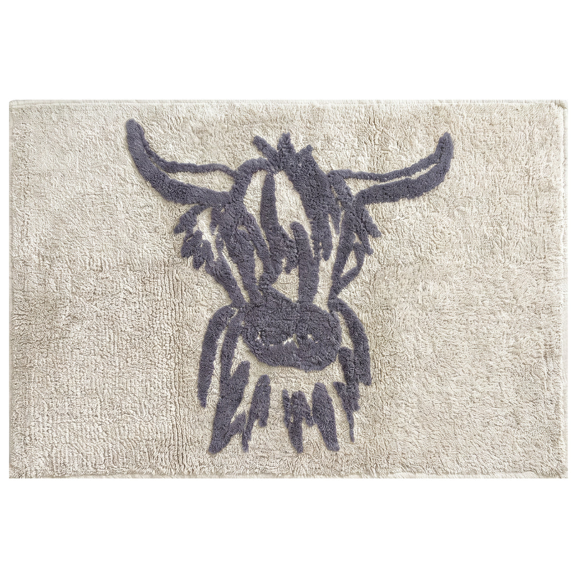 CHAMONIX Highland Cow Bath Mat 100% Cotton Soft Absorbent Non Slip Bathroom Rug 46 x 76 cm
