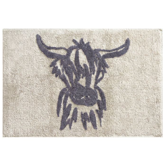 CHAMONIX Highland Cow Bath Mat 100% Cotton Soft Absorbent Non Slip Bathroom Rug 46 x 76 cm