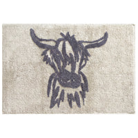 CHAMONIX Highland Cow Bath Mat 100% Cotton Soft Absorbent Non Slip Bathroom Rug 46 x 76 cm