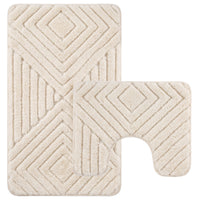 OLIVIA ROCCO diamond memory foam bathroom bath mat set with two non-slip mats, featuring a plush, textured surface for comfort and safety.